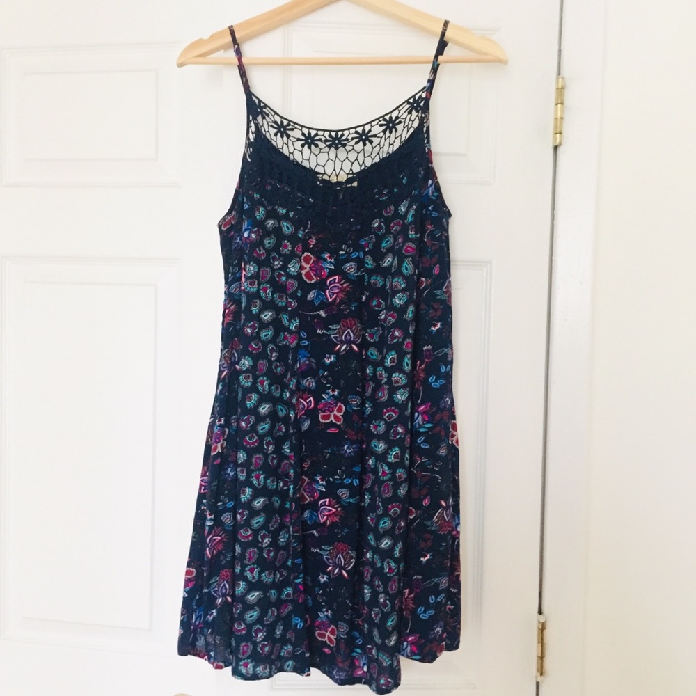 Blue & pink floral print sun dress